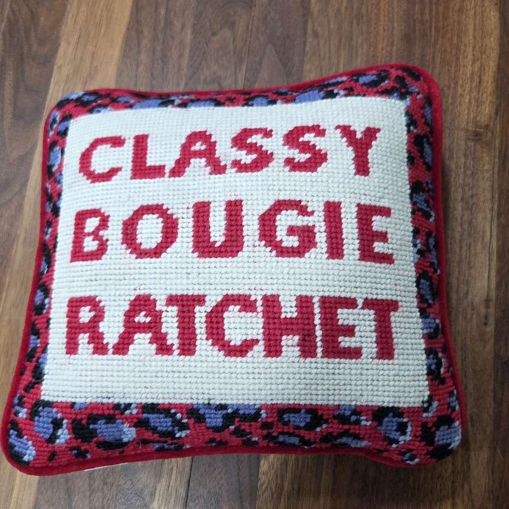 Classy Bougie Ratchet Decorative Needlepoint Pillow Furbish